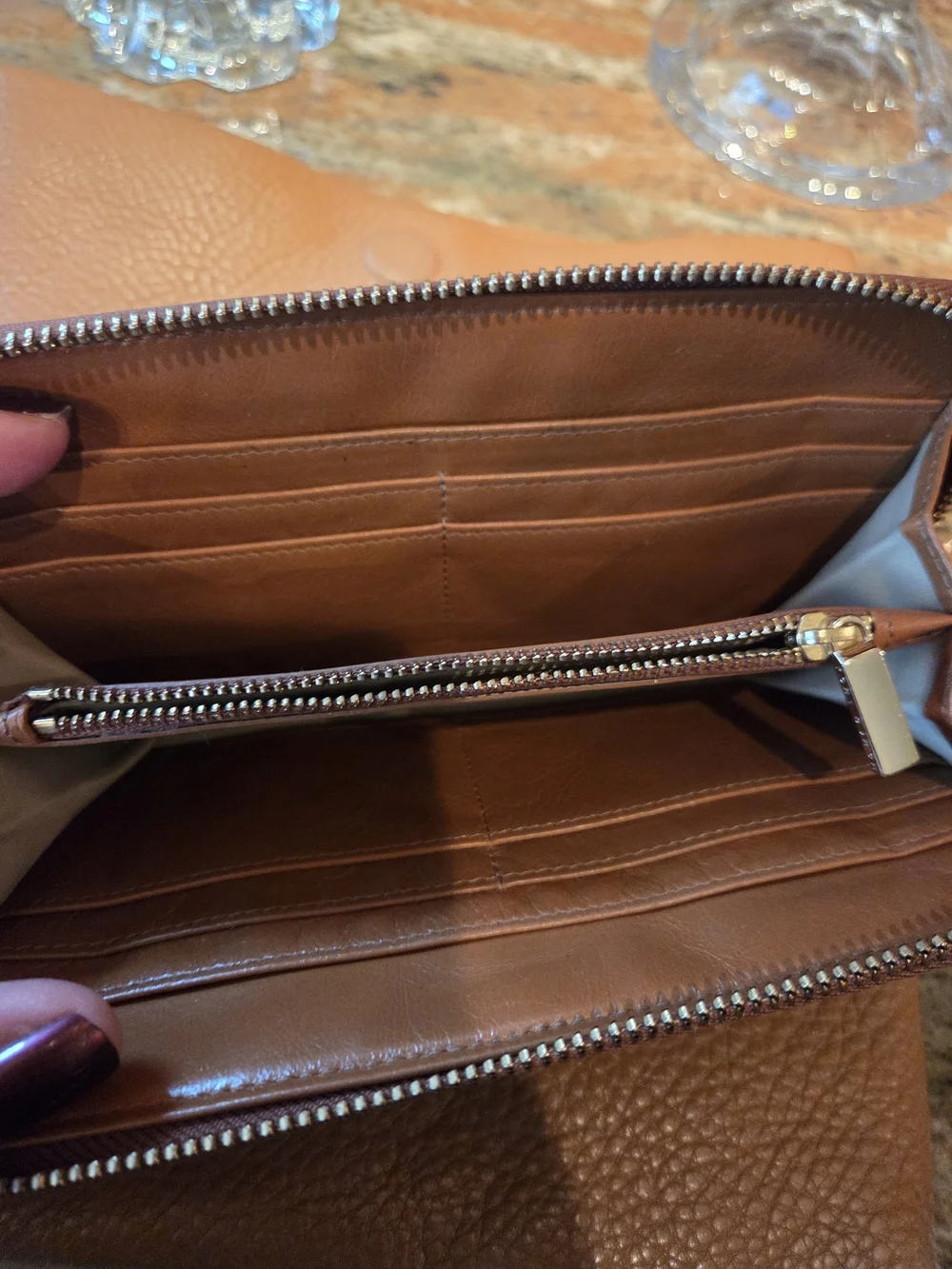 Tory Burch Caramel Leather Crossbody Bag with Matching Wallet